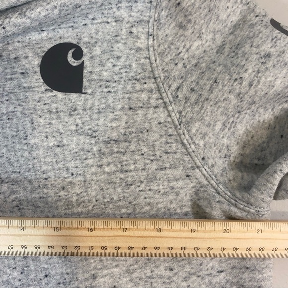 Carhartt Gray Logo Hoodie Sweatshirt Women’s Size 12-14 - Picture 8 of 10